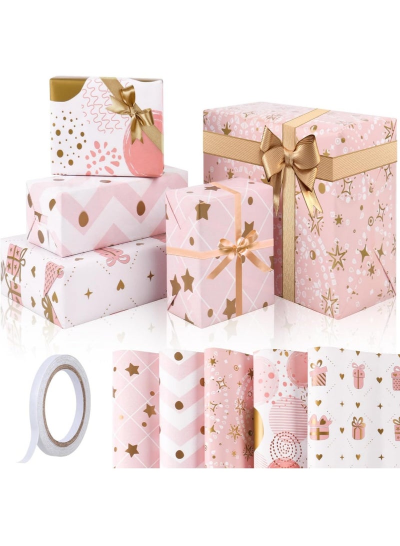 saykfoe 5 Sheets Gift Wrapping Paper With Accessories, Holiday Gift Wrapping Paper, Birthday Gift Box Gift Wrapping DIY, Gift Wrapping Paper for Birthday, Holiday, Wedding, Party, Kids Gift Wrapping (70cmX50cm) - Image 1